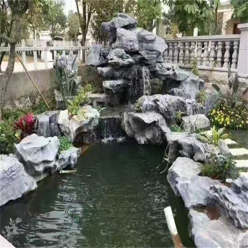 东阿庭院假山鱼池图片